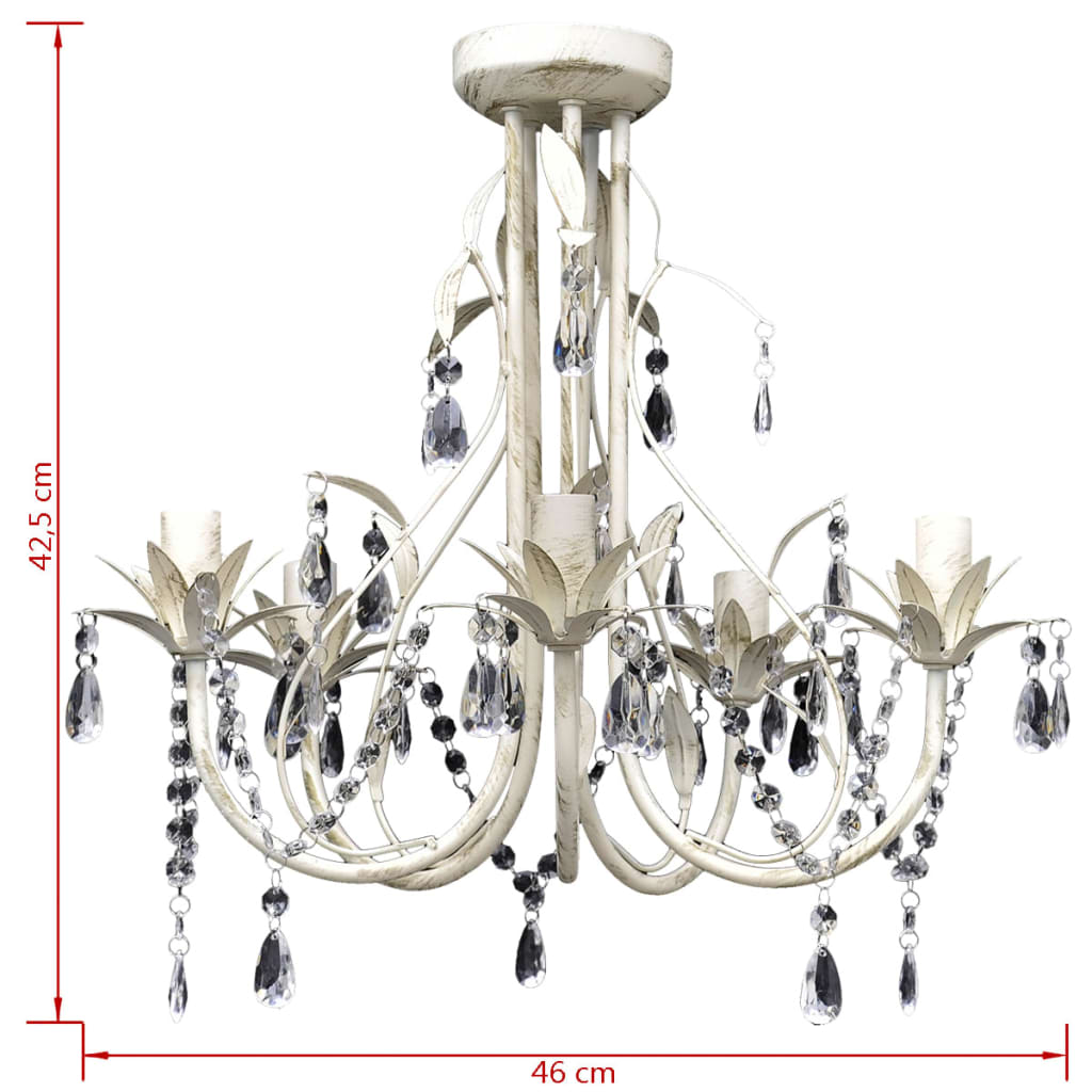 Kristallen kroonluchter met wit elegant design (5 lampen) is nu te koop bij PeponiXL, paradijselijk wonen!