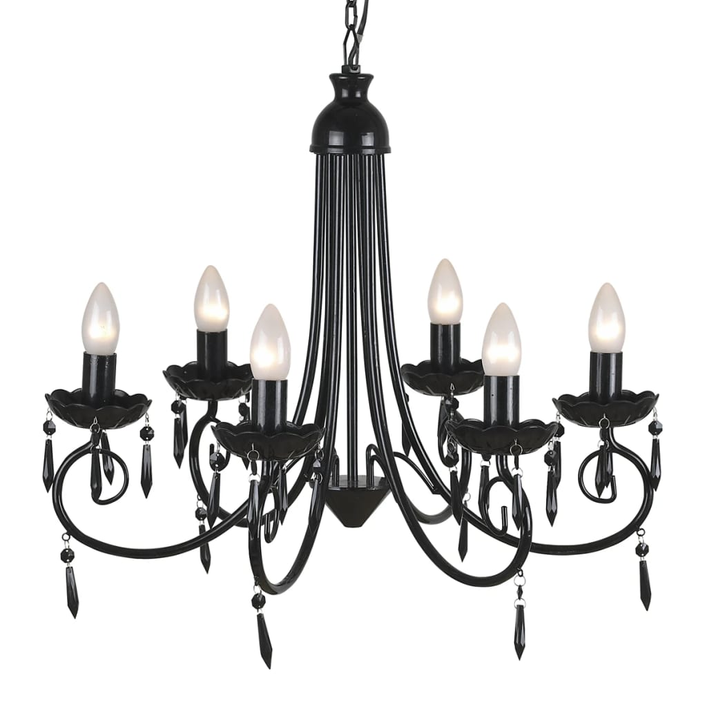 Plafondlamp kroonluchter 6 lampjes zwart is nu te koop bij PeponiXL, paradijselijk wonen!