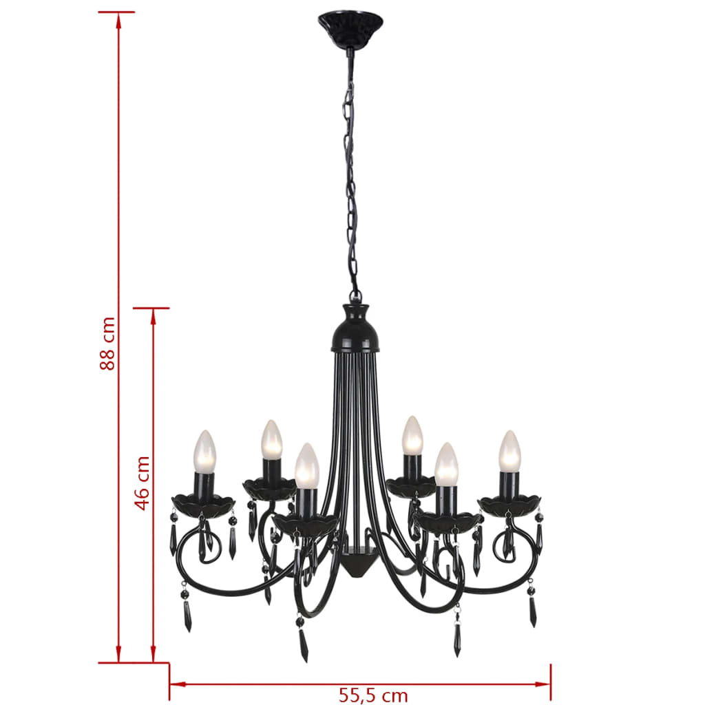 Plafondlamp kroonluchter 6 lampjes zwart is nu te koop bij PeponiXL, paradijselijk wonen!