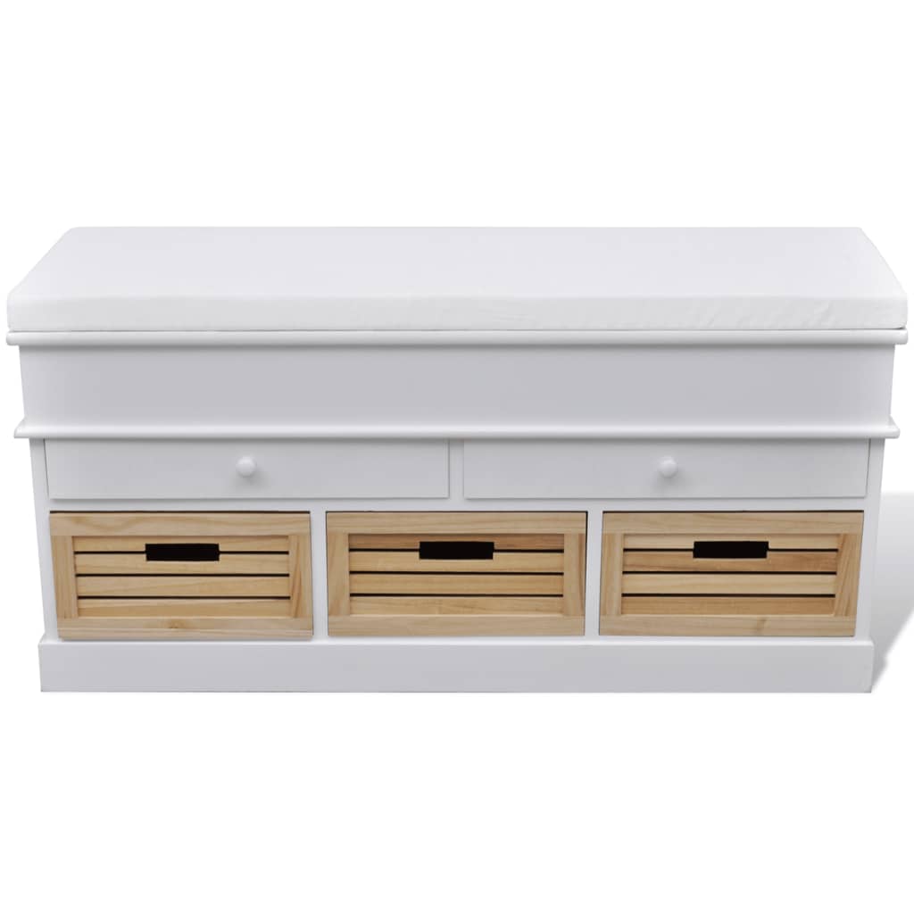 Opbergbankje/halbank met kussen, 2 lades en 3 kratten is nu te koop bij PeponiXL, paradijselijk wonen!