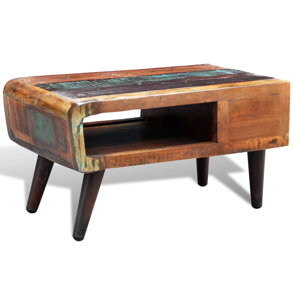 Salontafel met 1 gewelfde rand en 1 lade gerecycled hout is nu te koop bij PeponiXL, paradijselijk wonen!