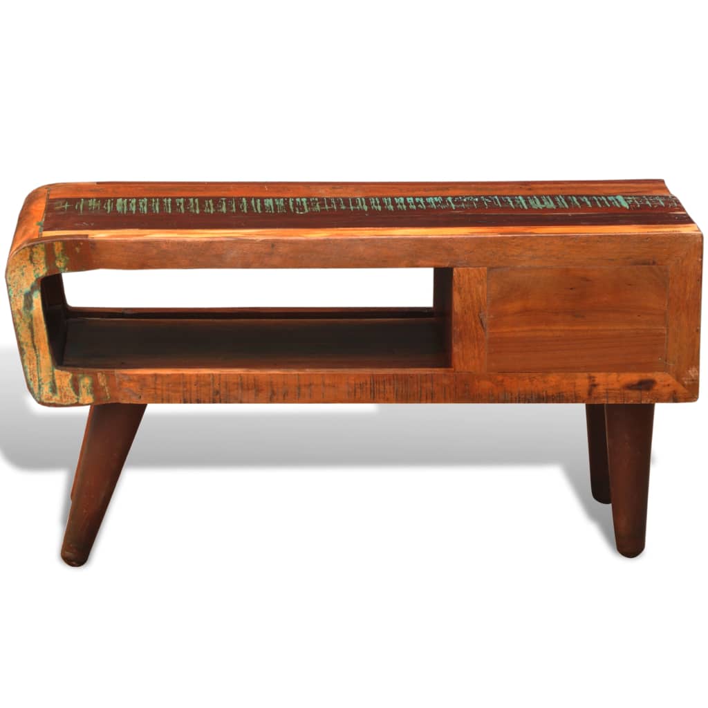 Salontafel met 1 gewelfde rand en 1 lade gerecycled hout is nu te koop bij PeponiXL, paradijselijk wonen!