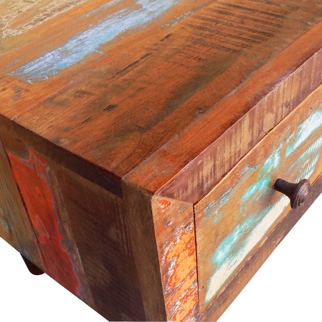 Salontafel met 1 gewelfde rand en 1 lade gerecycled hout is nu te koop bij PeponiXL, paradijselijk wonen!