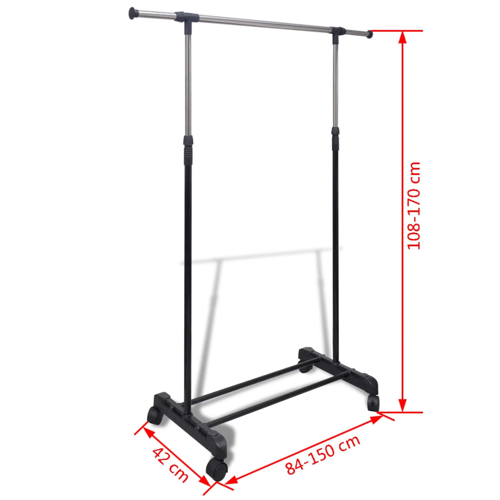 Kledingrekken verstelbaar 2 st met 1 ophangrail is nu te koop bij PeponiXL, paradijselijk wonen!