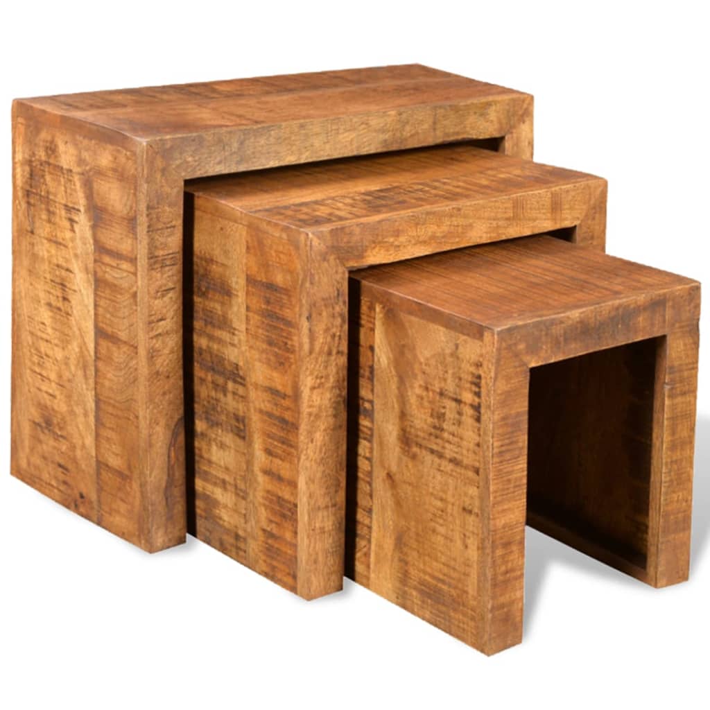 3-delige Tafeltjesset massief mangohout is nu te koop bij PeponiXL, paradijselijk wonen!