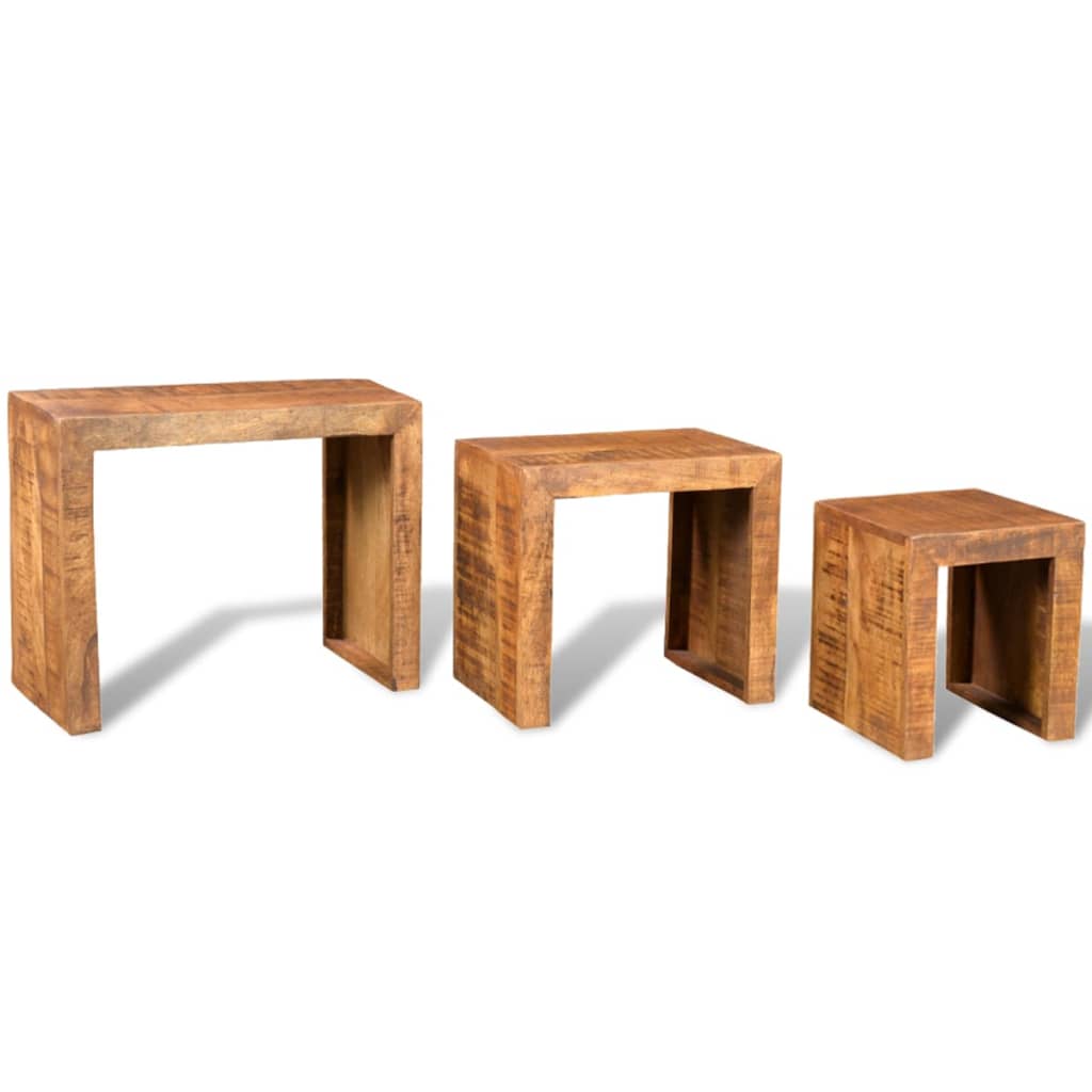 3-delige Tafeltjesset massief mangohout is nu te koop bij PeponiXL, paradijselijk wonen!