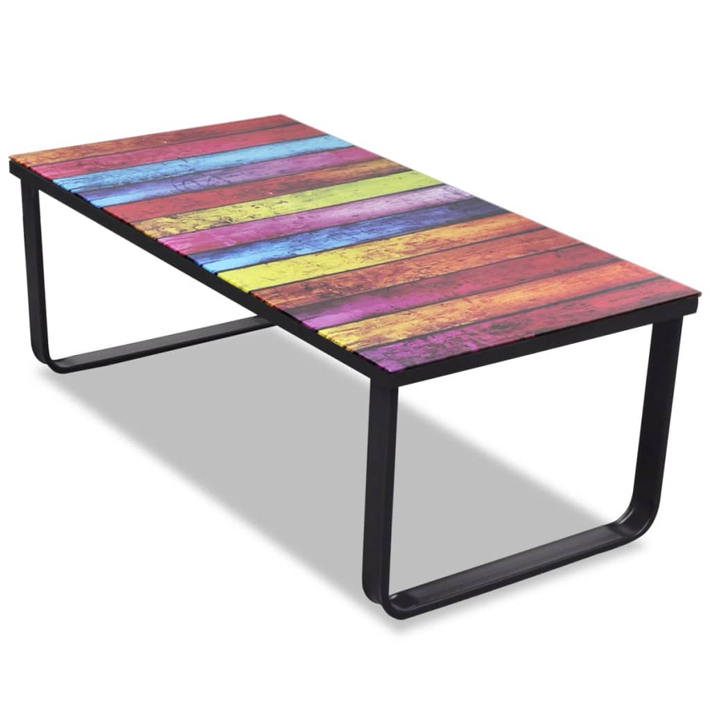 Salontafel met regenboog-print glazen tafelblad is nu te koop bij PeponiXL, paradijselijk wonen!