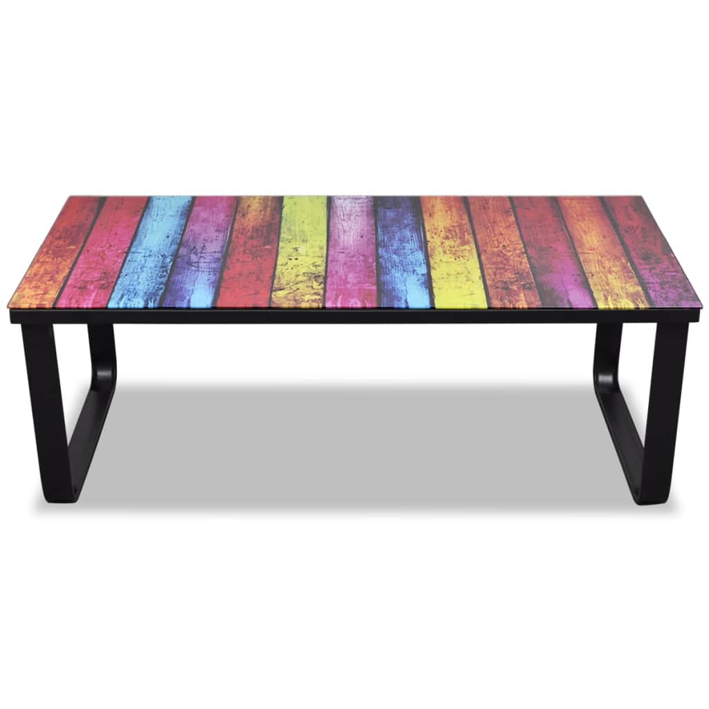 Salontafel met regenboog-print glazen tafelblad is nu te koop bij PeponiXL, paradijselijk wonen!