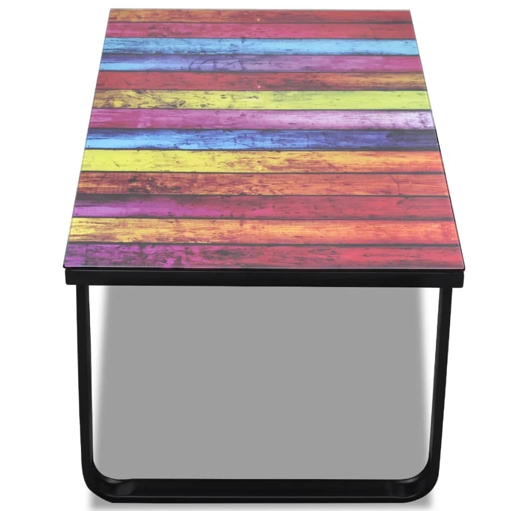 Salontafel met regenboog-print glazen tafelblad is nu te koop bij PeponiXL, paradijselijk wonen!