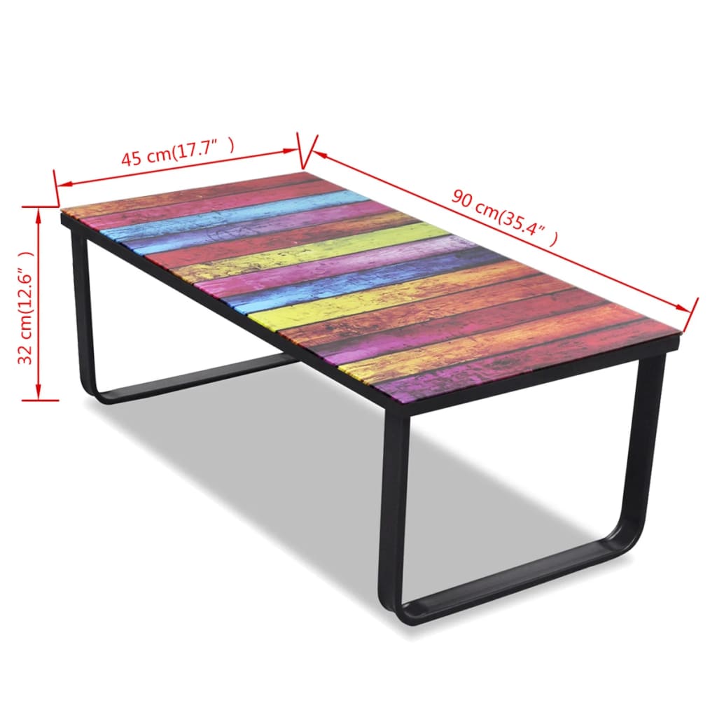 Salontafel met regenboog-print glazen tafelblad is nu te koop bij PeponiXL, paradijselijk wonen!