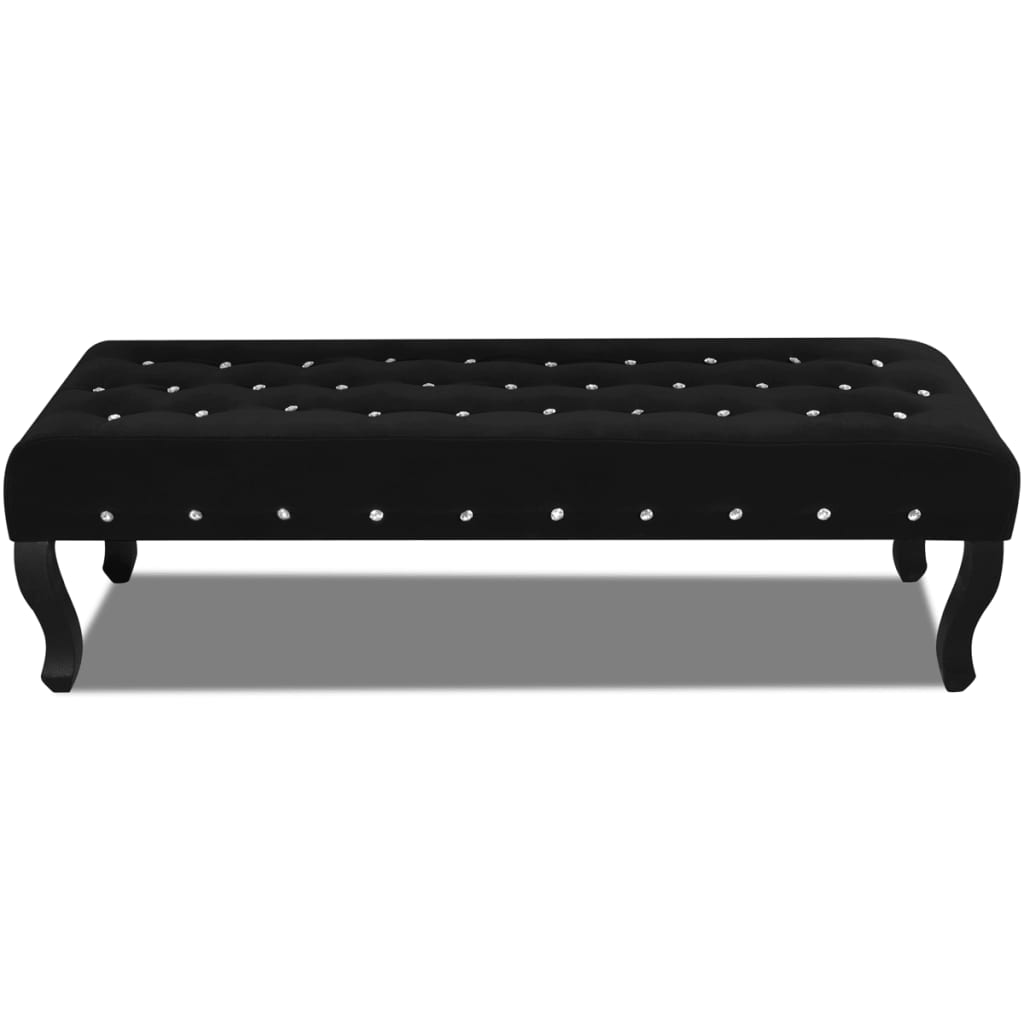 Bankje met kristallen knopen fluweel stof zwart is nu te koop bij PeponiXL, paradijselijk wonen!