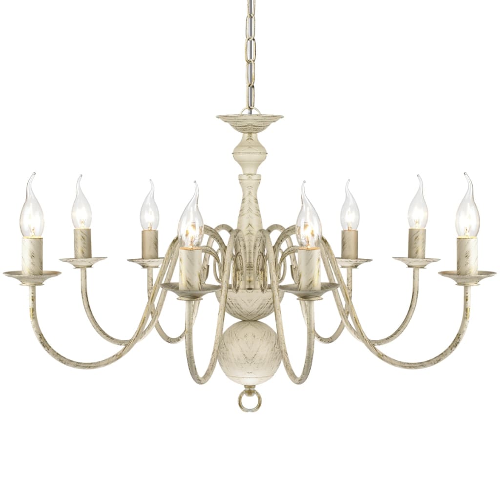 Kroonluchter wit metaal 8 x E14 lampen is nu te koop bij PeponiXL, paradijselijk wonen!
