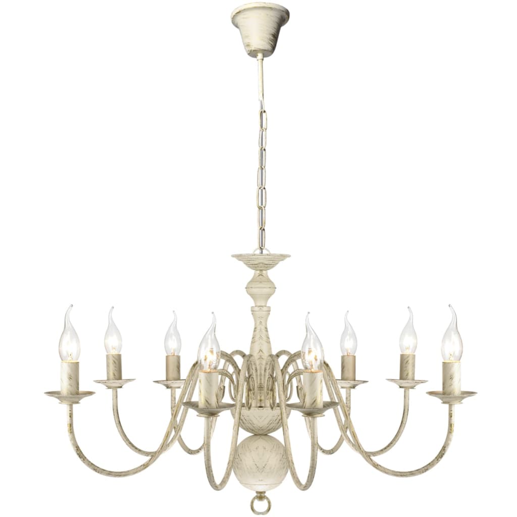 Kroonluchter wit metaal 8 x E14 lampen is nu te koop bij PeponiXL, paradijselijk wonen!