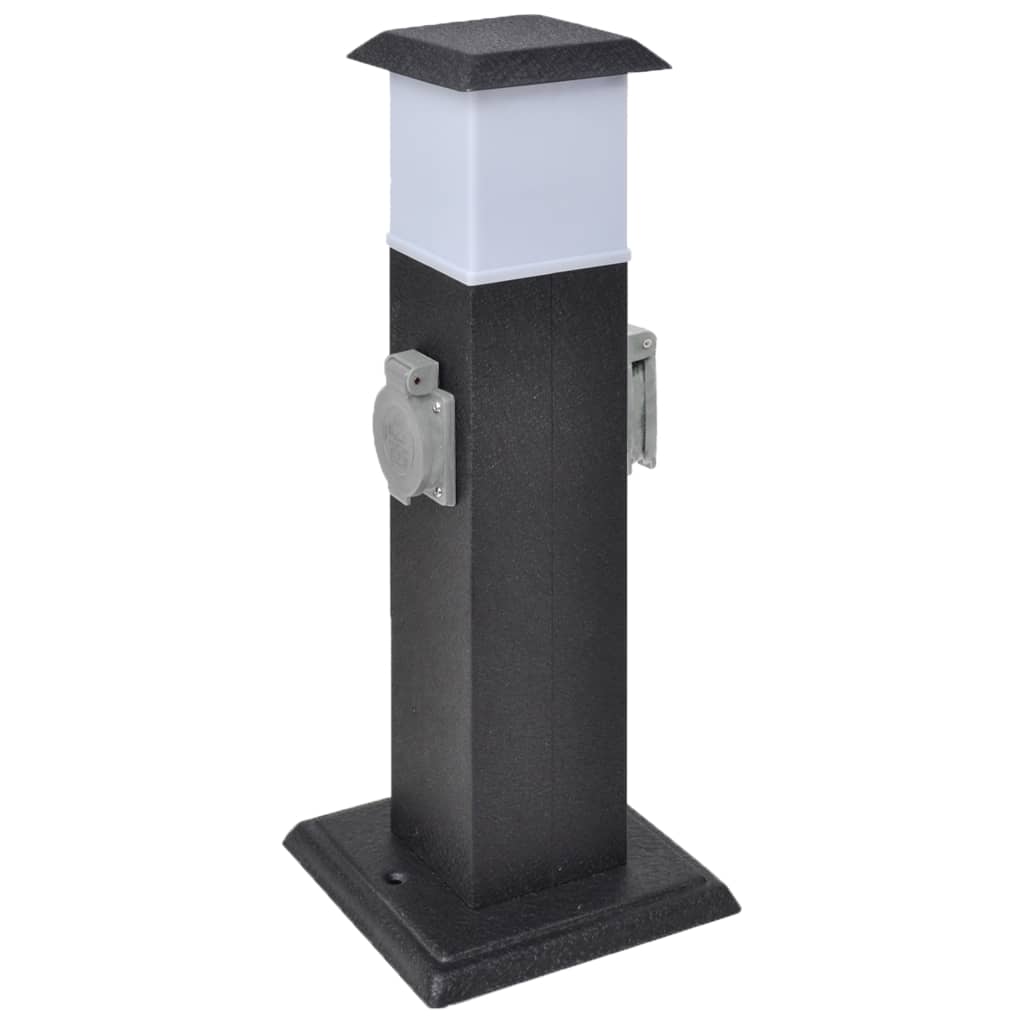 Buitenstopcontact op zuil met lamp (zwart) is nu te koop bij PeponiXL, paradijselijk wonen!