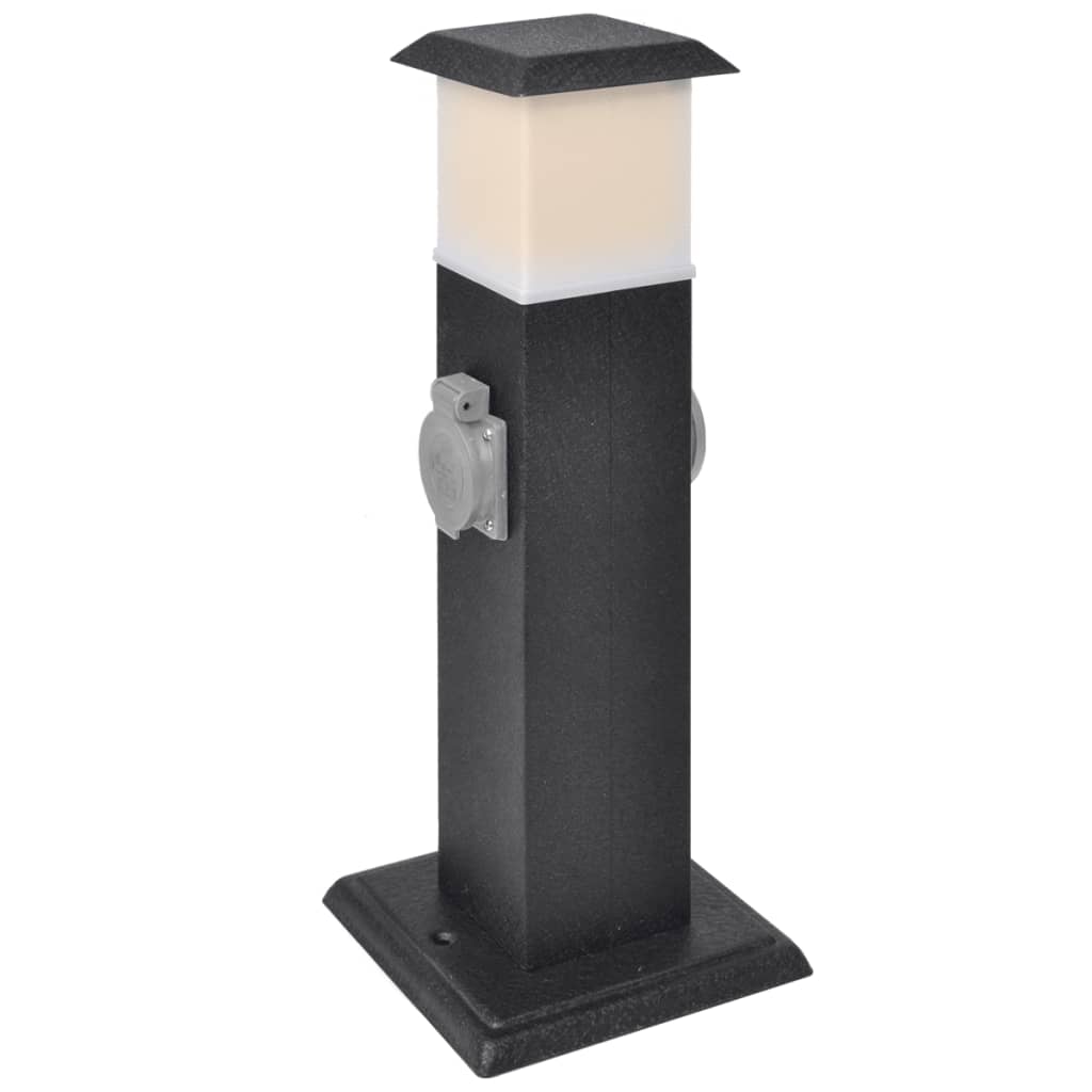 Buitenstopcontact op zuil met lamp (zwart) is nu te koop bij PeponiXL, paradijselijk wonen!