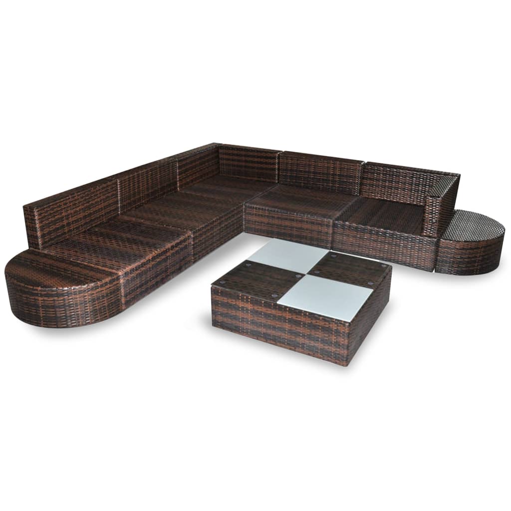 8-delige Loungeset met kussens poly rattan bruin is nu te koop bij PeponiXL, paradijselijk wonen!