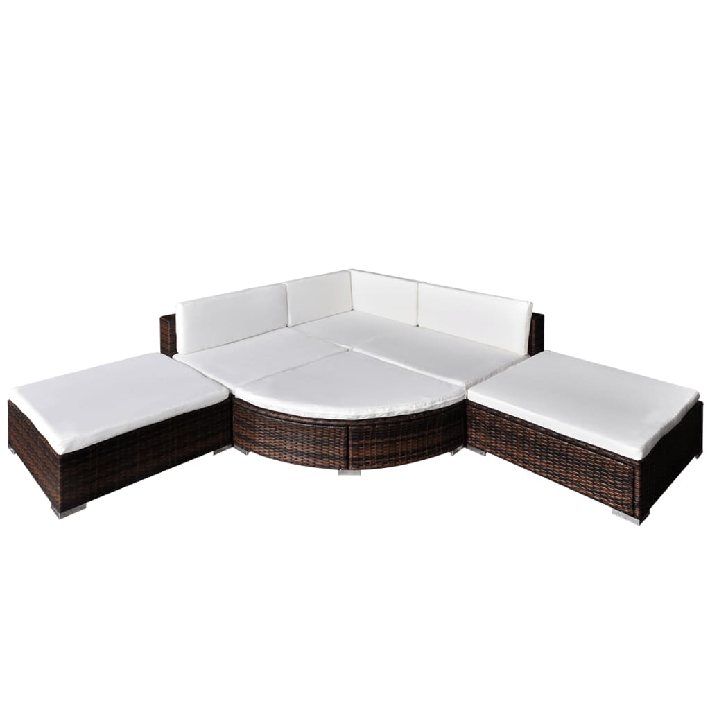 6-delige Loungeset met kussens poly rattan bruin is nu te koop bij PeponiXL, paradijselijk wonen!