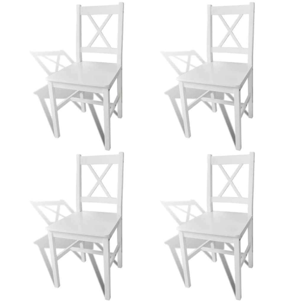 Eetkamerstoelen 4 st grenenhout wit is nu te koop bij PeponiXL, paradijselijk wonen!