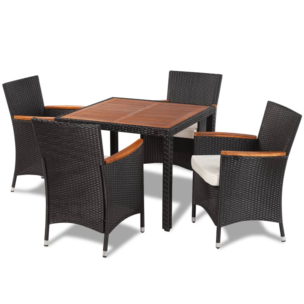 5-delige Tuinset met kussens poly rattan zwart is nu te koop bij PeponiXL, paradijselijk wonen!