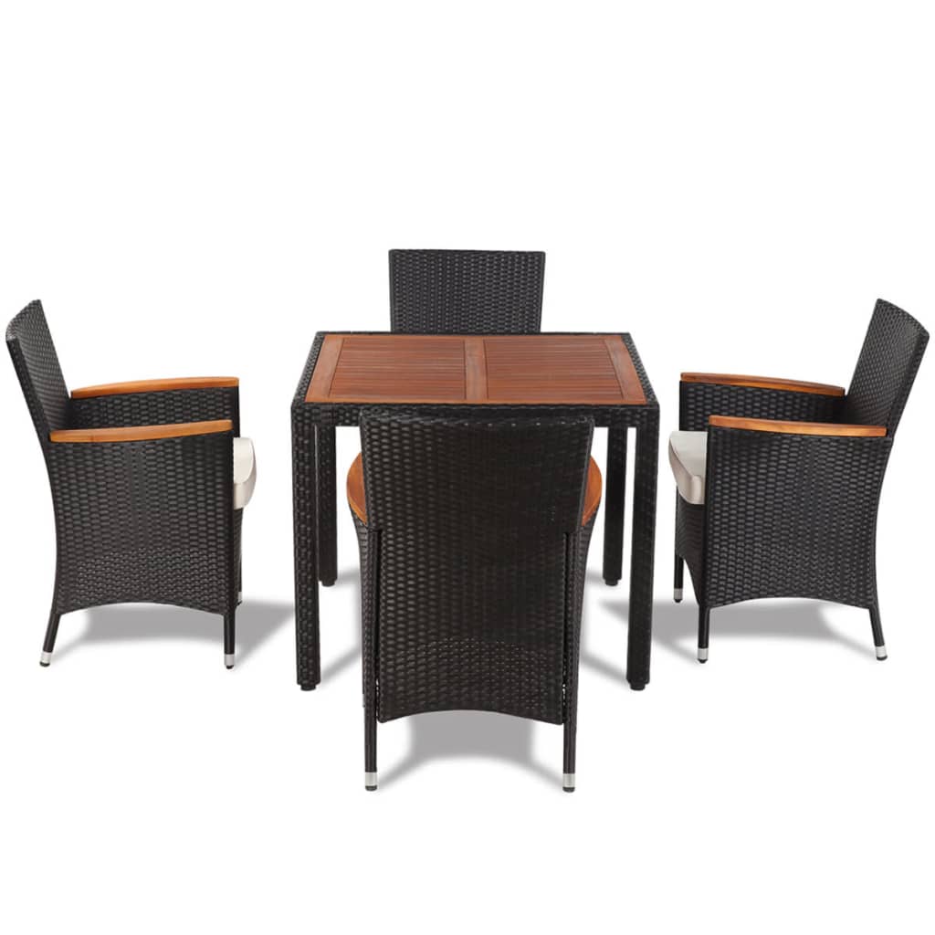 5-delige Tuinset met kussens poly rattan zwart is nu te koop bij PeponiXL, paradijselijk wonen!