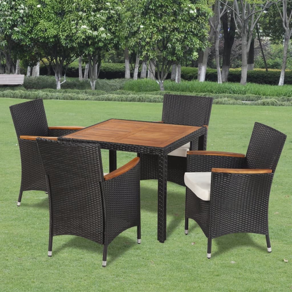 5-delige Tuinset met kussens poly rattan zwart is nu te koop bij PeponiXL, paradijselijk wonen!