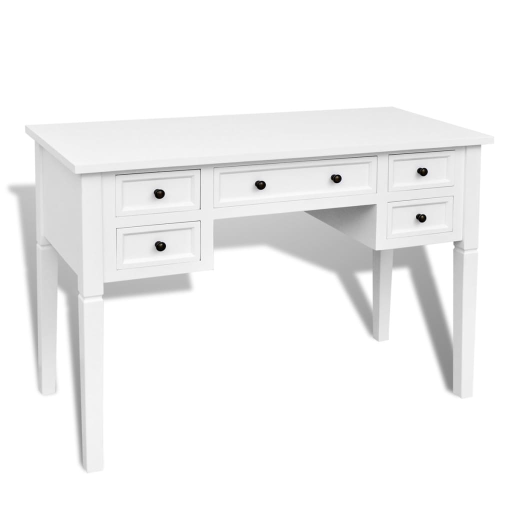 Schrijftafel met 5 lades wit is nu te koop bij PeponiXL, paradijselijk wonen!