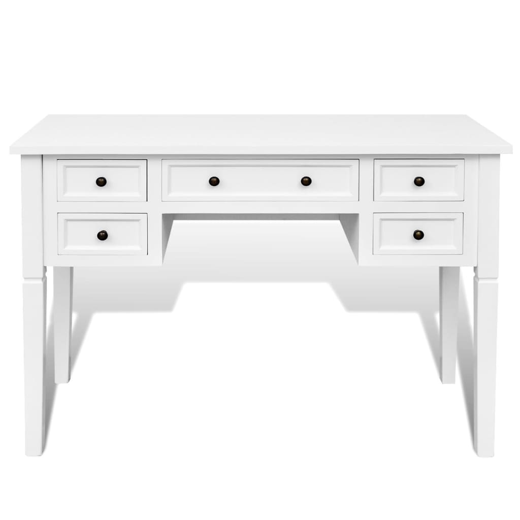 Schrijftafel met 5 lades wit is nu te koop bij PeponiXL, paradijselijk wonen!