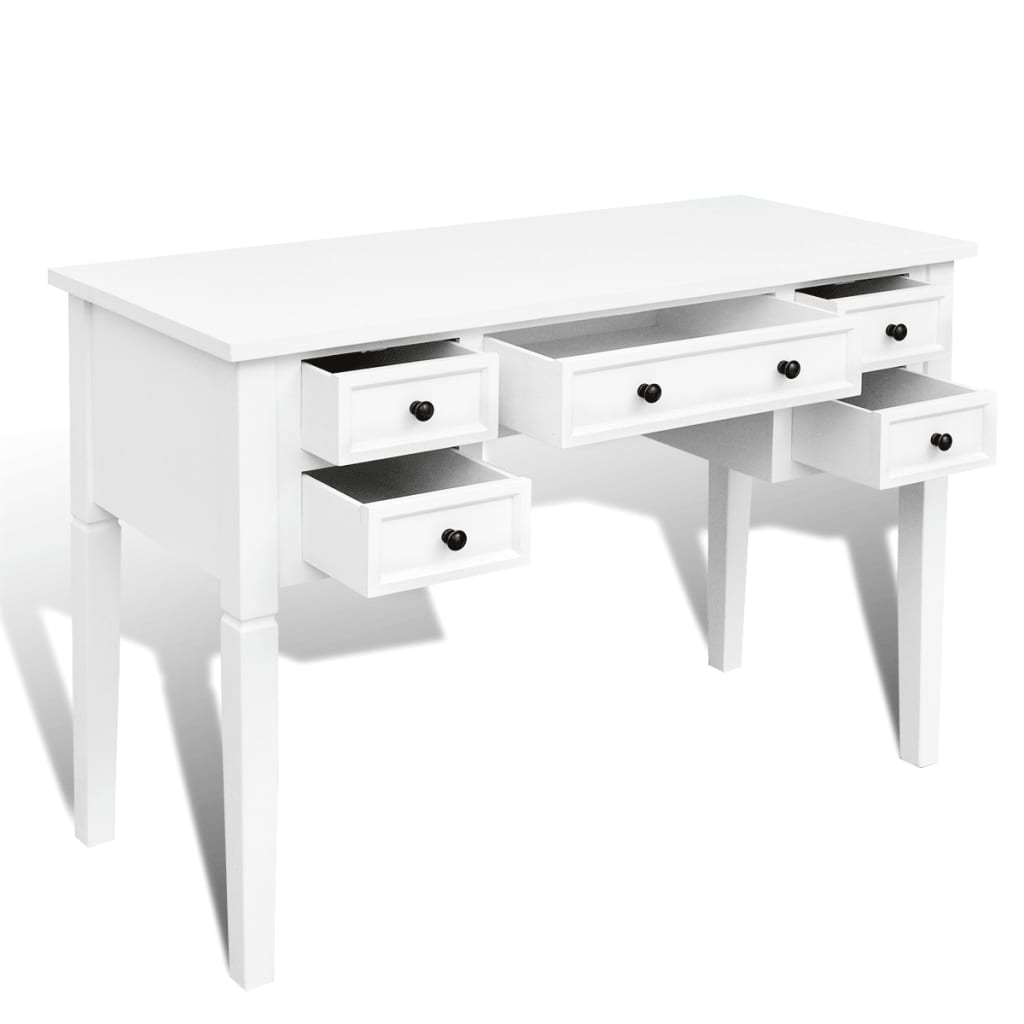 Schrijftafel met 5 lades wit is nu te koop bij PeponiXL, paradijselijk wonen!