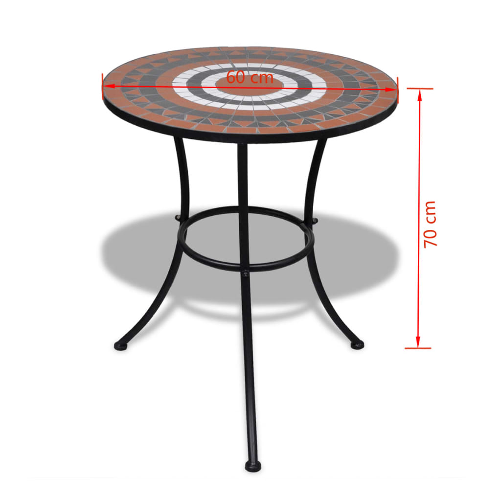 Bistrotafel 60 cm mozaïek terracottakleurig en wit is nu te koop bij PeponiXL, paradijselijk wonen!