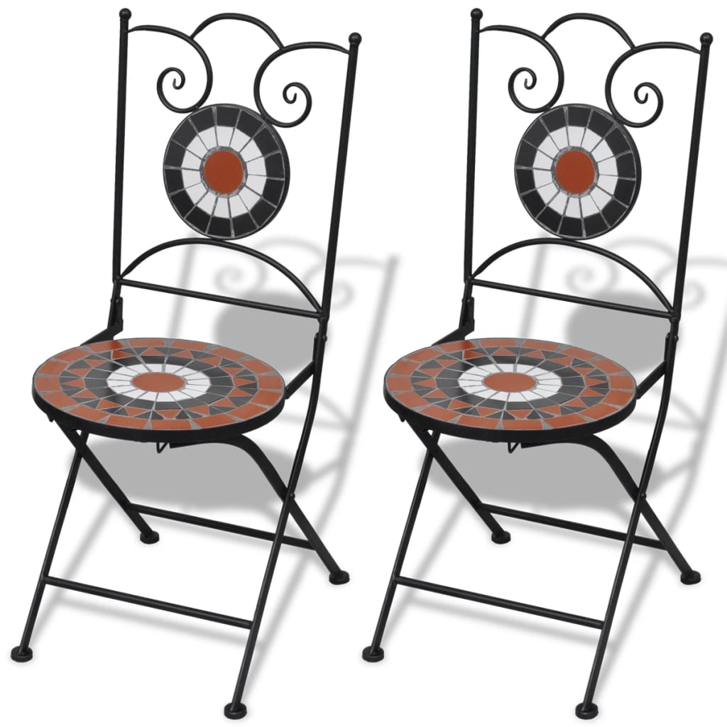 Bistrostoelen inklapbaar 2 st keramiek terracottakleurig en wit is nu te koop bij PeponiXL, paradijselijk wonen!
