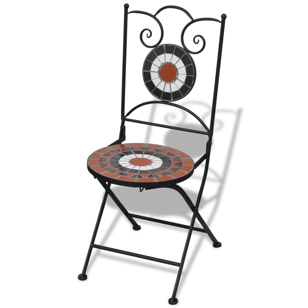 Bistrostoelen inklapbaar 2 st keramiek terracottakleurig en wit is nu te koop bij PeponiXL, paradijselijk wonen!
