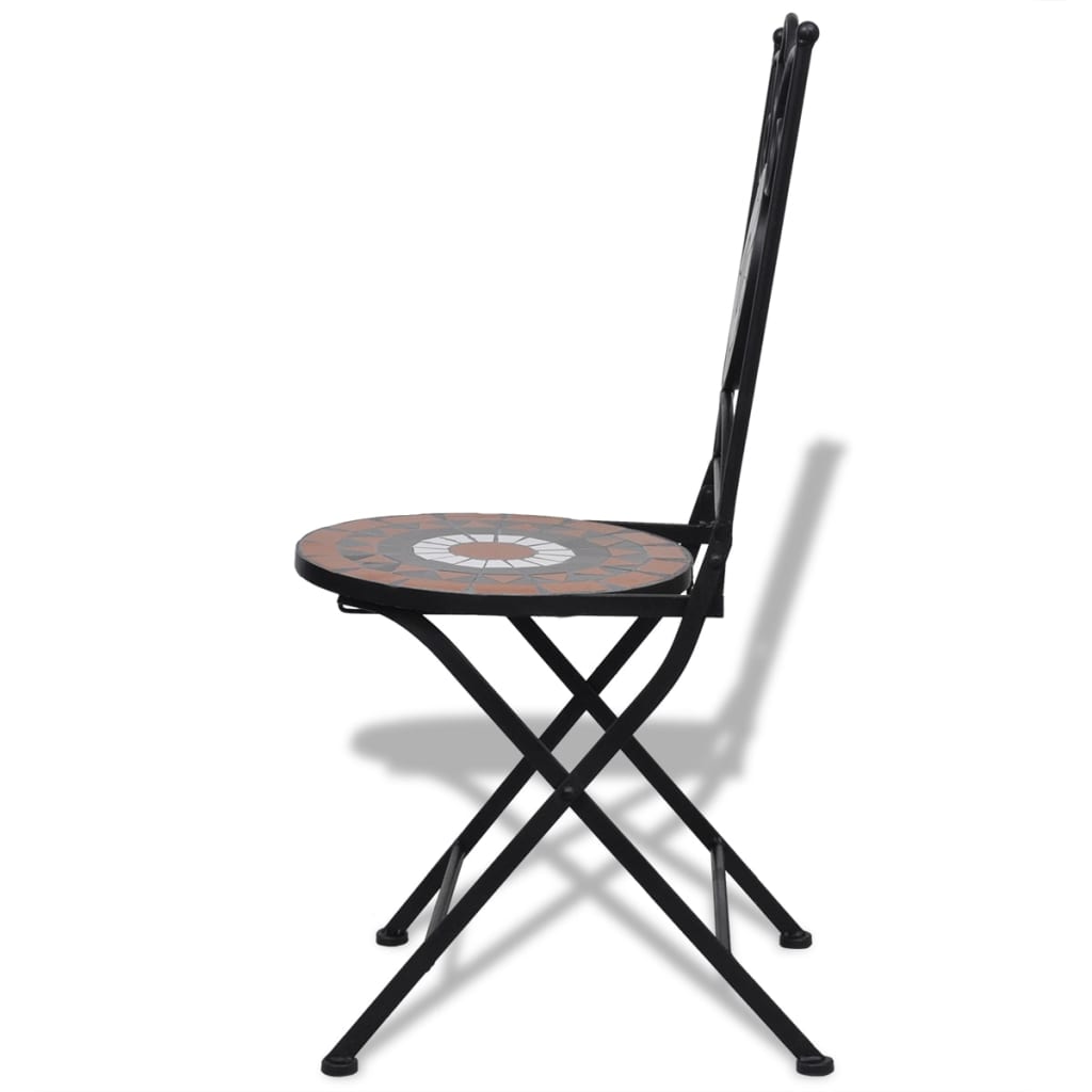 Bistrostoelen inklapbaar 2 st keramiek terracottakleurig en wit is nu te koop bij PeponiXL, paradijselijk wonen!