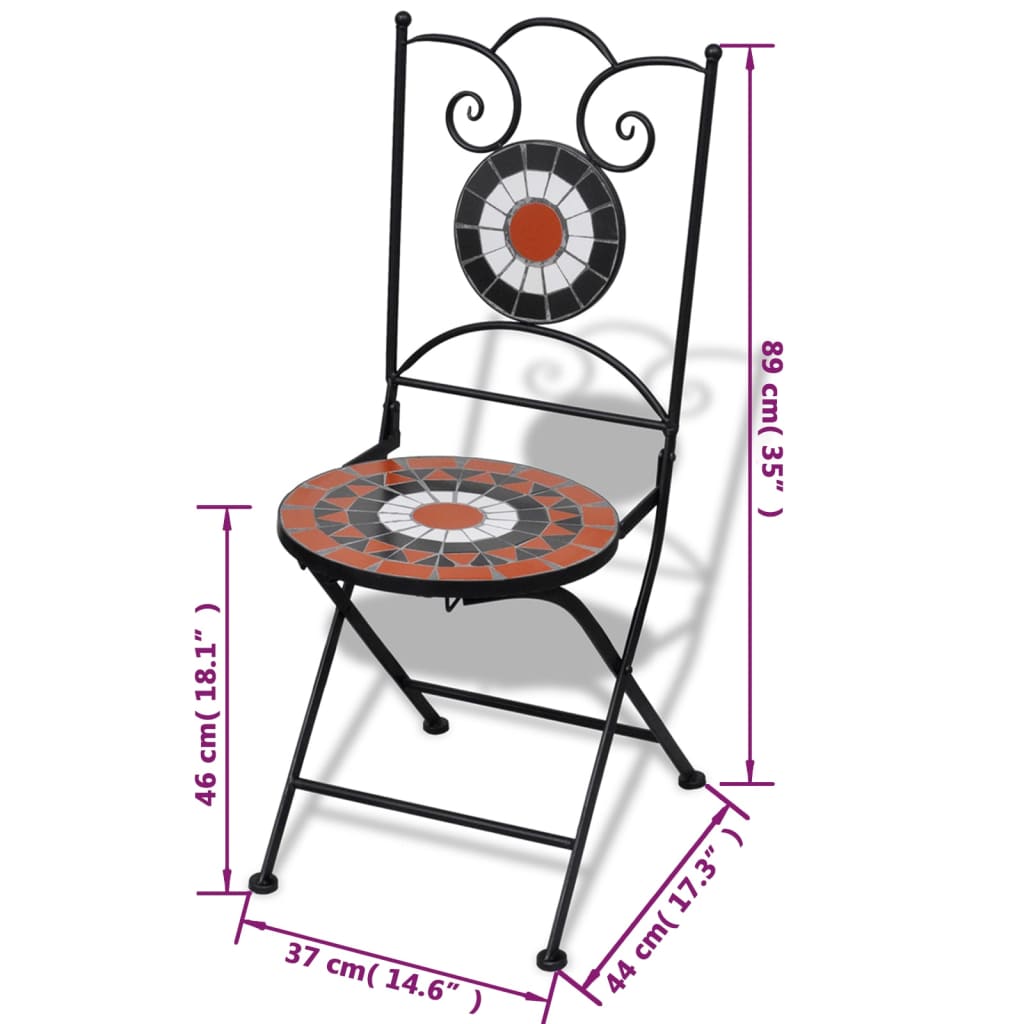 Bistrostoelen inklapbaar 2 st keramiek terracottakleurig en wit is nu te koop bij PeponiXL, paradijselijk wonen!