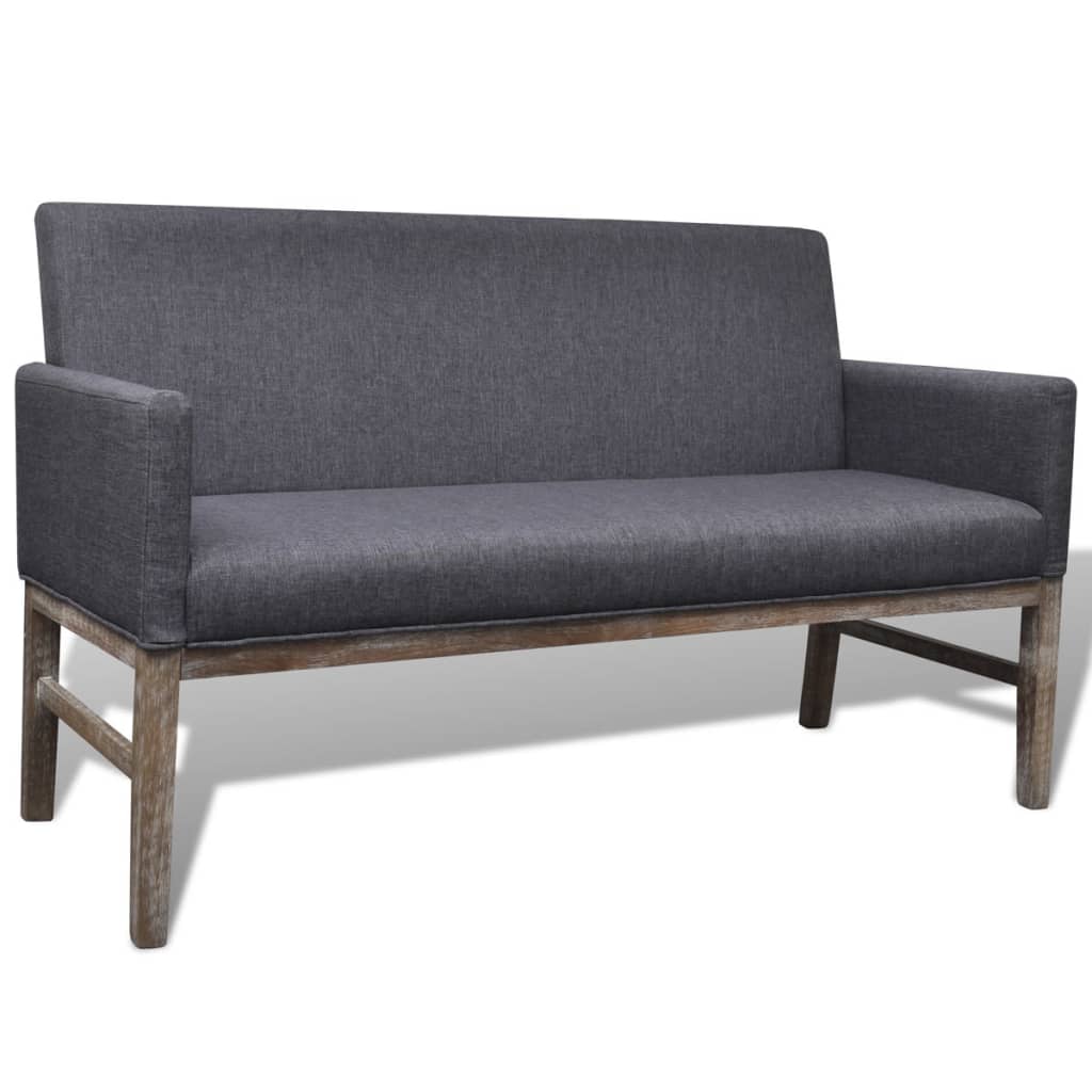 Bank met gevoerde kussens stof rubberwood donkergrijs is nu te koop bij PeponiXL, paradijselijk wonen!