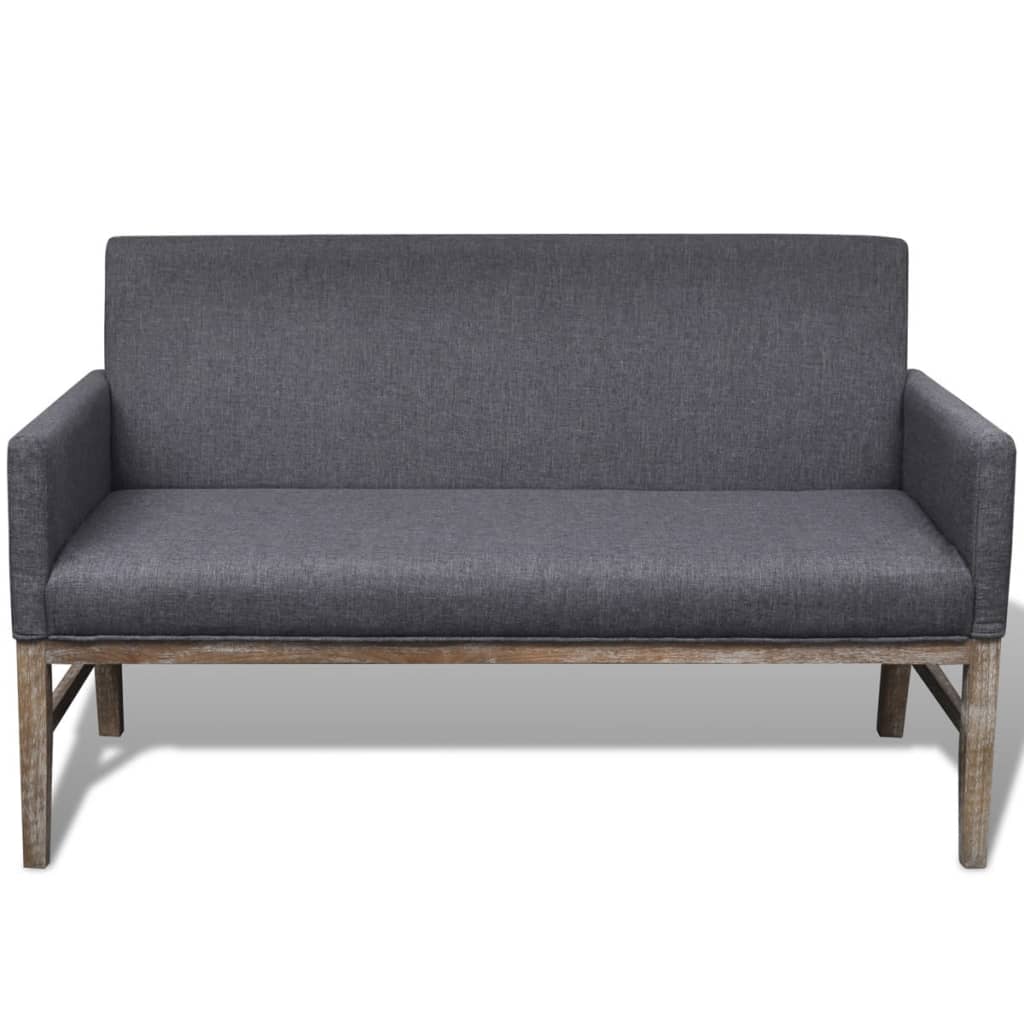 Bank met gevoerde kussens stof rubberwood donkergrijs is nu te koop bij PeponiXL, paradijselijk wonen!