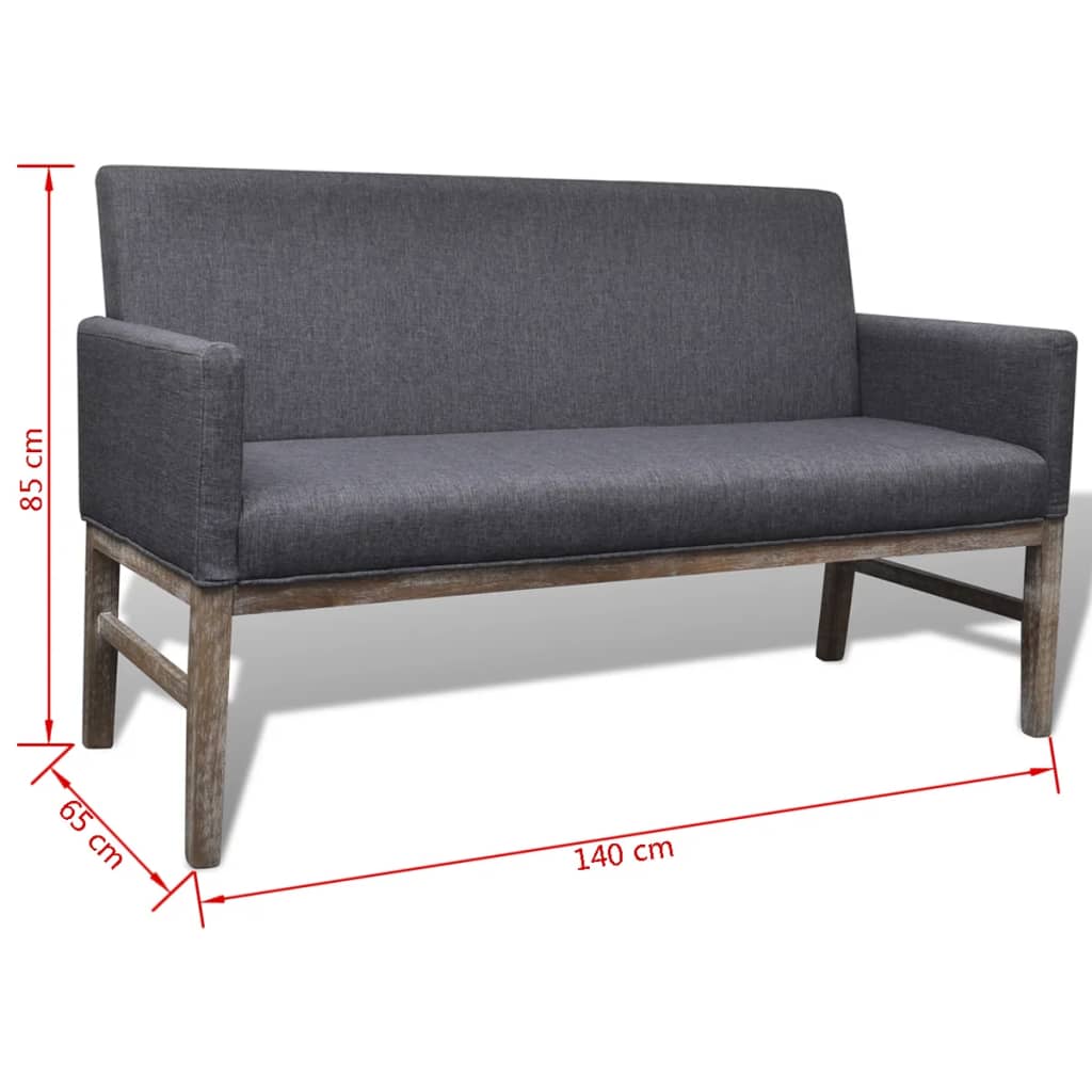 Bank met gevoerde kussens stof rubberwood donkergrijs is nu te koop bij PeponiXL, paradijselijk wonen!