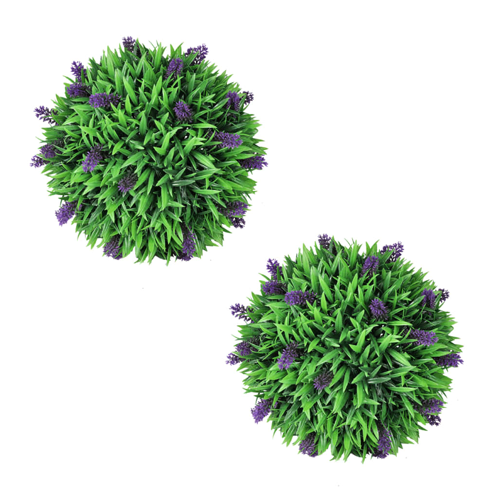 2-delige Kunstbuxussenset bolvormig met lavendel 30 cm is nu te koop bij PeponiXL, paradijselijk wonen!