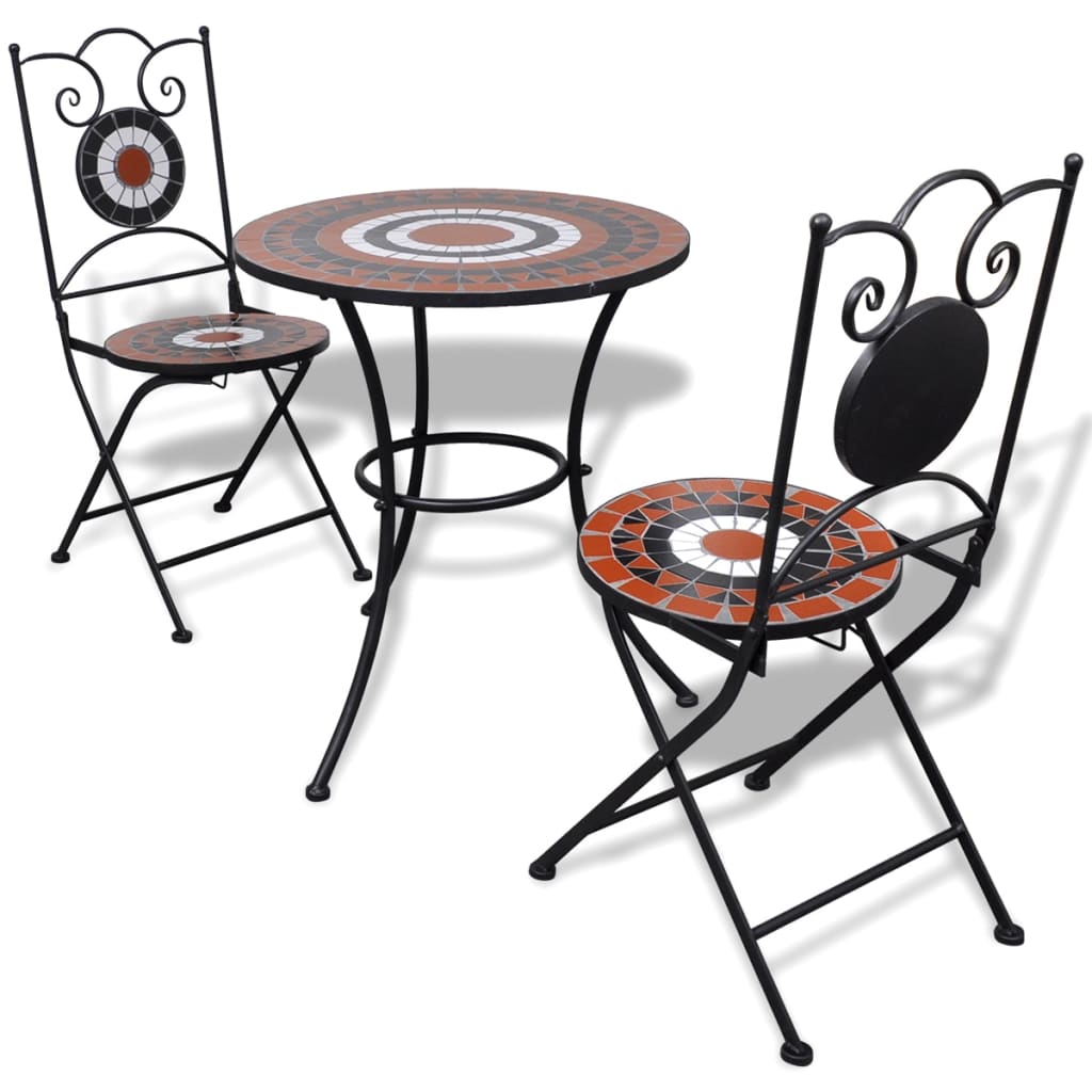 3-delige Bistroset keramische tegel terracotta en wit is nu te koop bij PeponiXL, paradijselijk wonen!