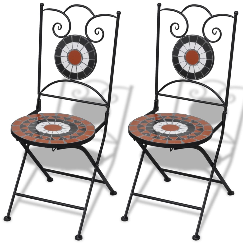 3-delige Bistroset keramische tegel terracotta en wit is nu te koop bij PeponiXL, paradijselijk wonen!