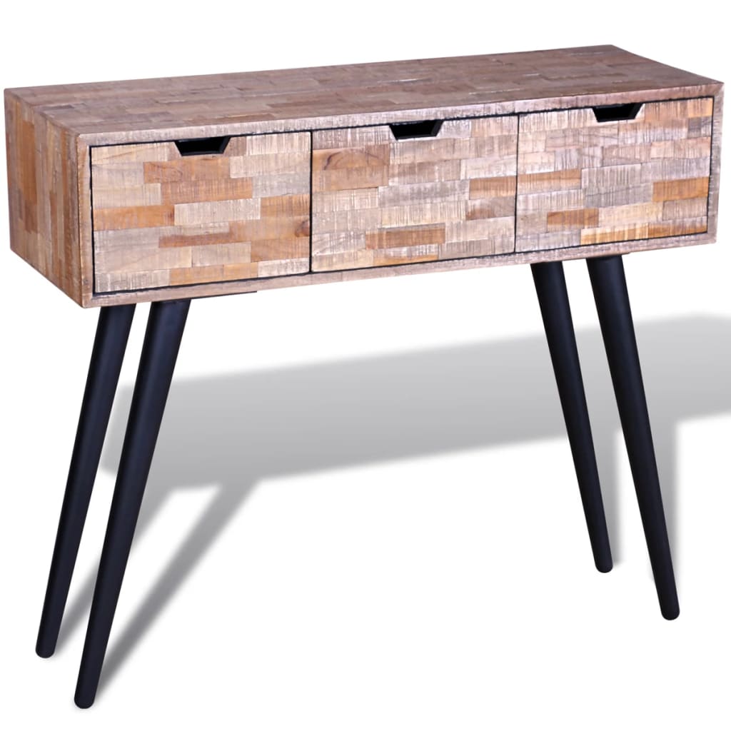 Wandtafel met 3 lades gerecycled teakhout is nu te koop bij PeponiXL, paradijselijk wonen!