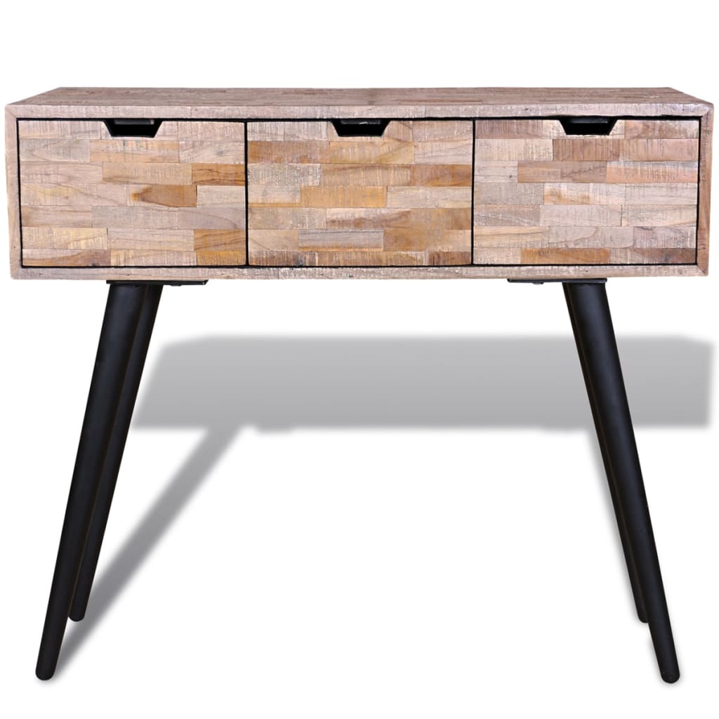 Wandtafel met 3 lades gerecycled teakhout is nu te koop bij PeponiXL, paradijselijk wonen!