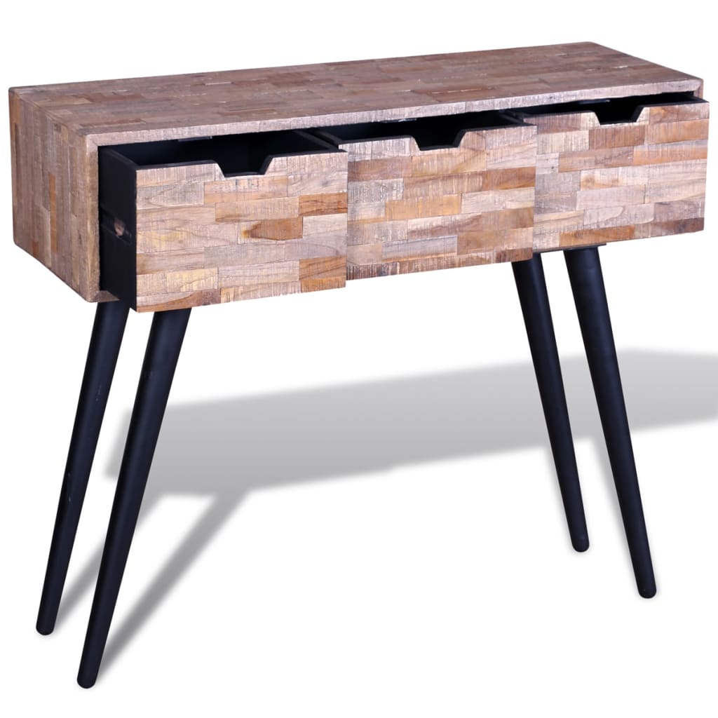 Wandtafel met 3 lades gerecycled teakhout is nu te koop bij PeponiXL, paradijselijk wonen!