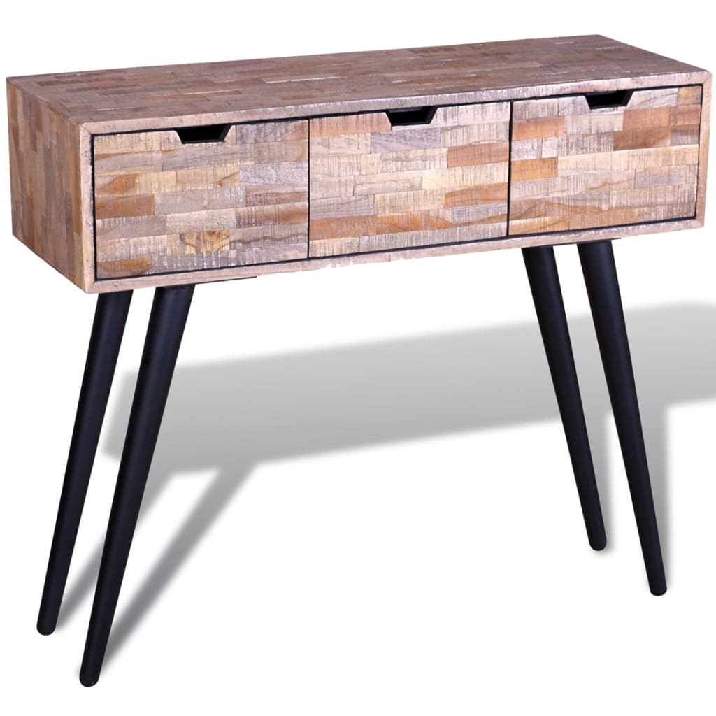 Wandtafel met 3 lades gerecycled teakhout is nu te koop bij PeponiXL, paradijselijk wonen!