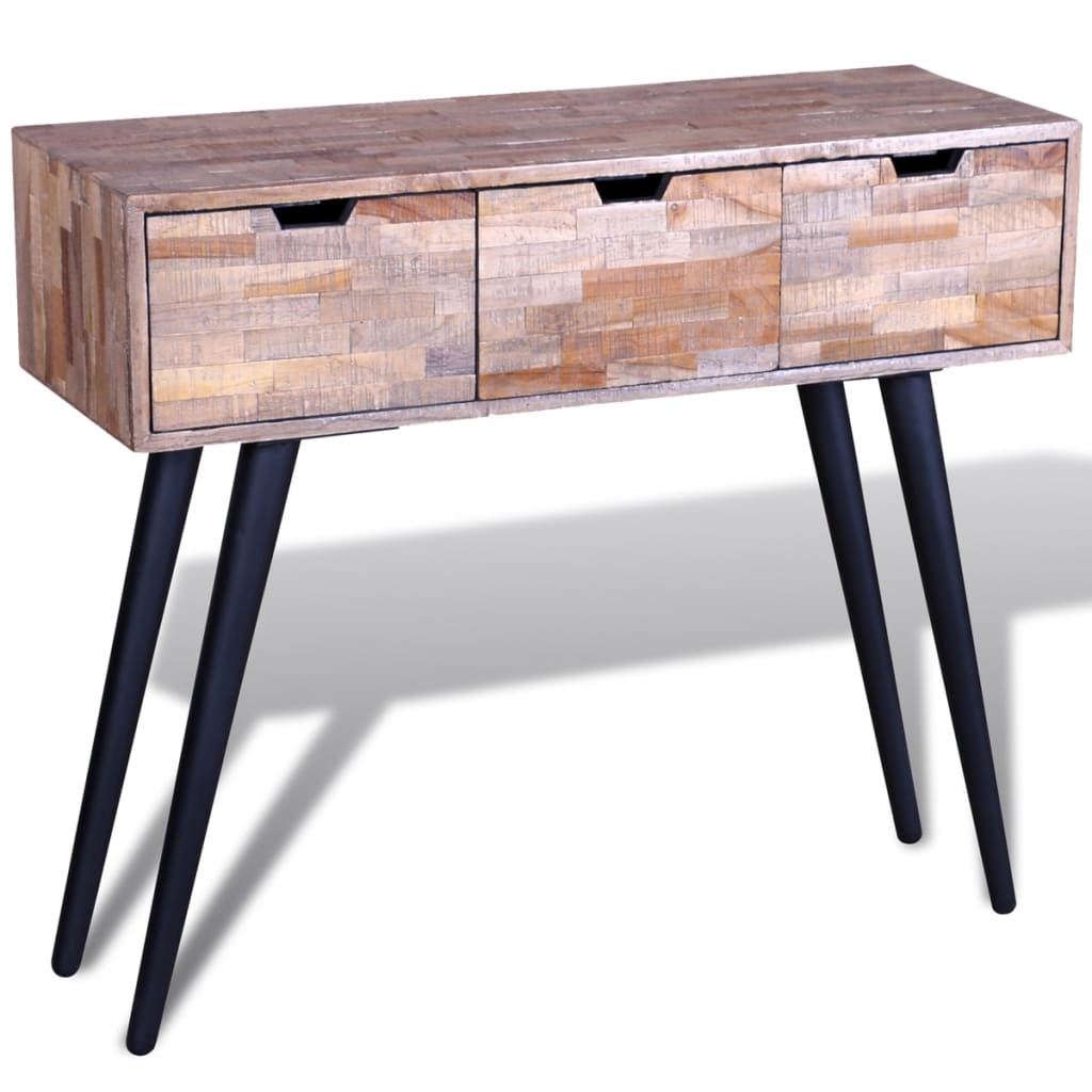 Wandtafel met 3 lades gerecycled teakhout is nu te koop bij PeponiXL, paradijselijk wonen!