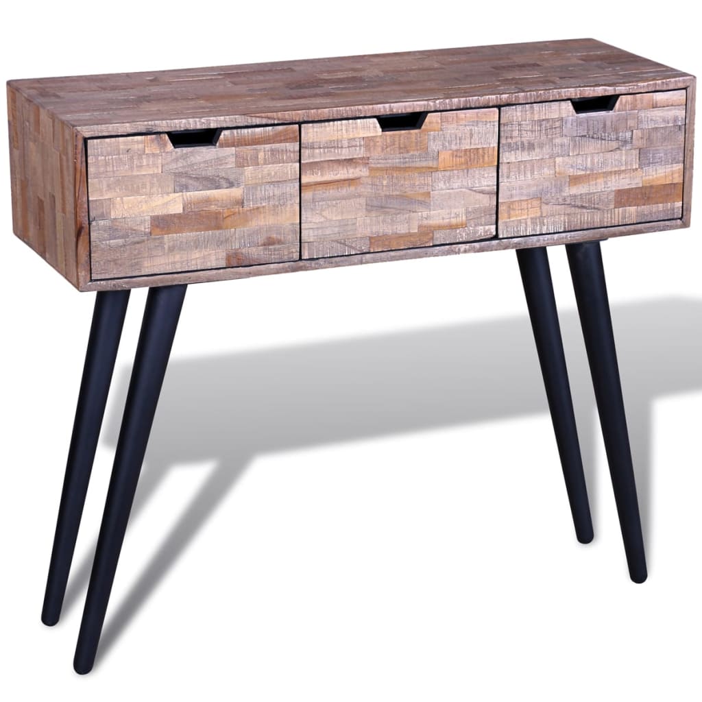 Wandtafel met 3 lades gerecycled teakhout is nu te koop bij PeponiXL, paradijselijk wonen!
