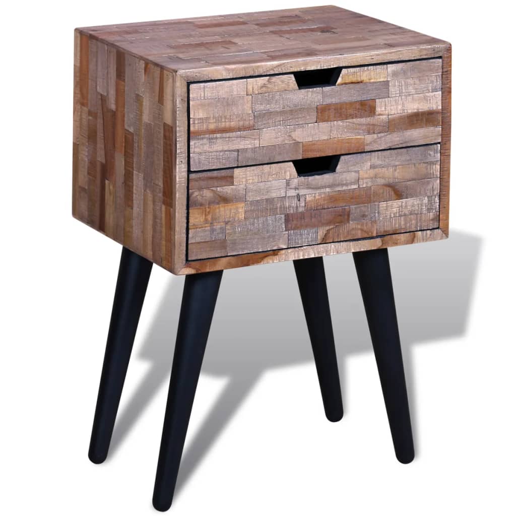 Nachtkastje met 2 lades gerecycled teakhout is nu te koop bij PeponiXL, paradijselijk wonen!