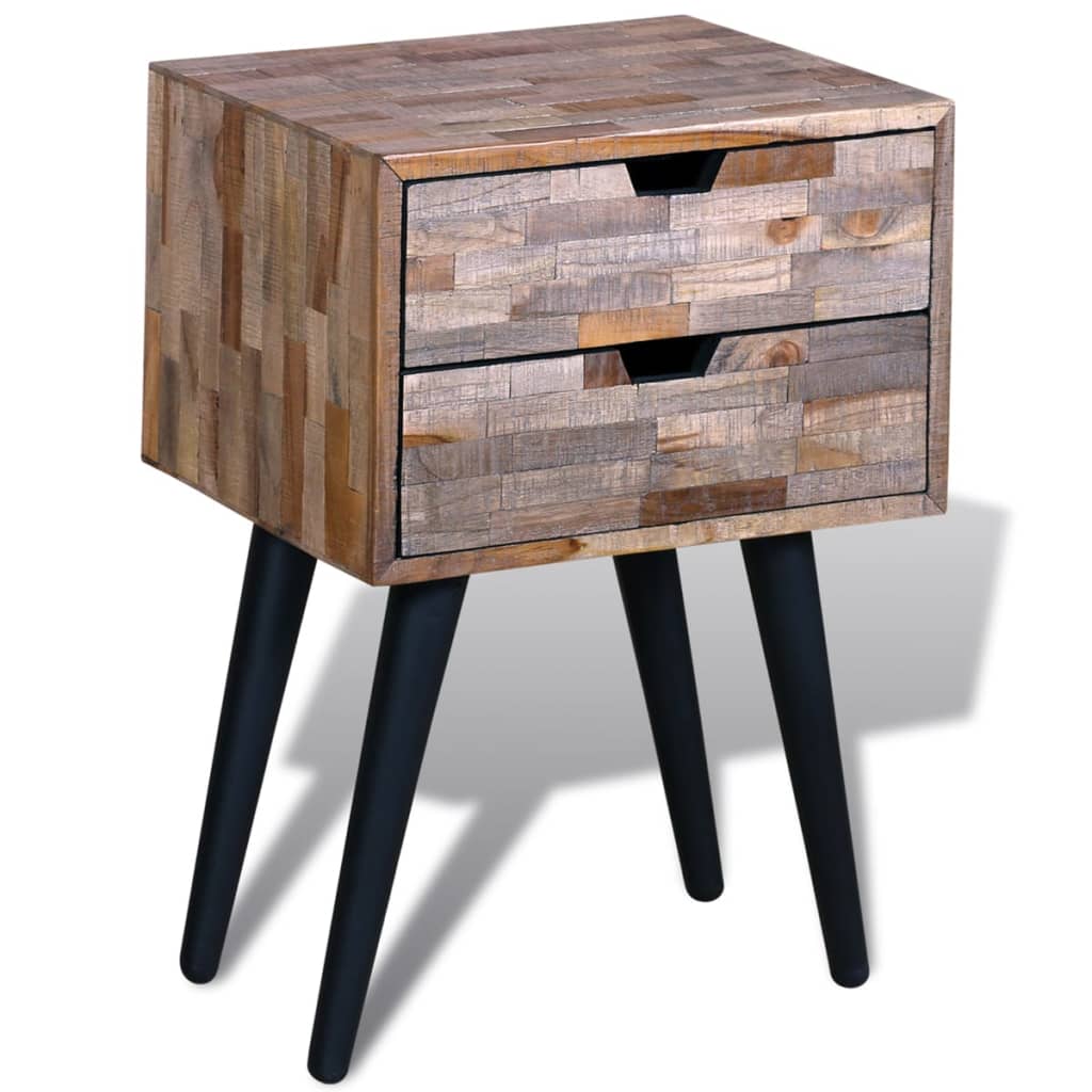 Nachtkastje met 2 lades gerecycled teakhout is nu te koop bij PeponiXL, paradijselijk wonen!