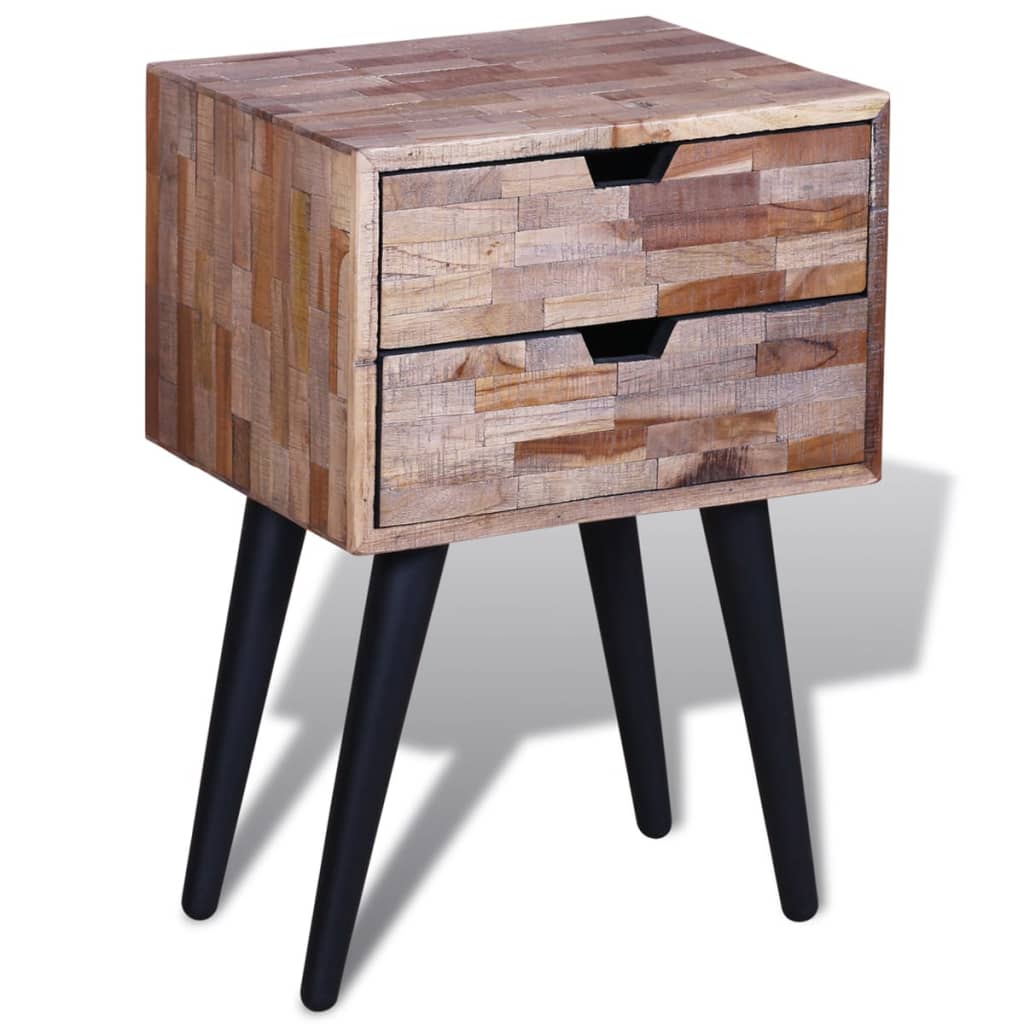 Nachtkastje met 2 lades gerecycled teakhout is nu te koop bij PeponiXL, paradijselijk wonen!