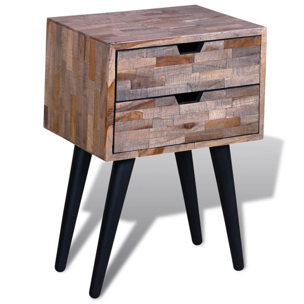 Nachtkastje met 2 lades gerecycled teakhout is nu te koop bij PeponiXL, paradijselijk wonen!