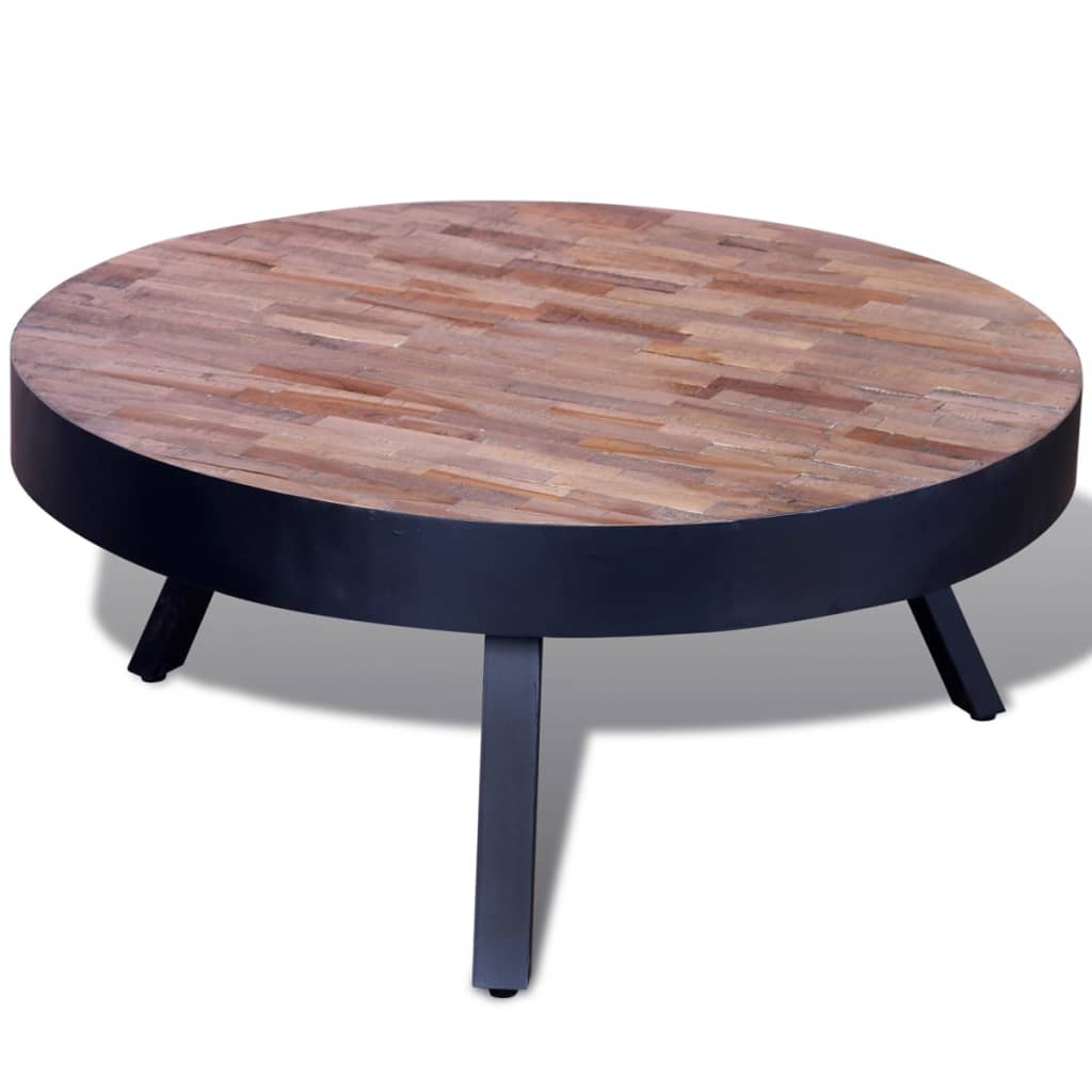 Salontafel rond gerecycled teakhout is nu te koop bij PeponiXL, paradijselijk wonen!